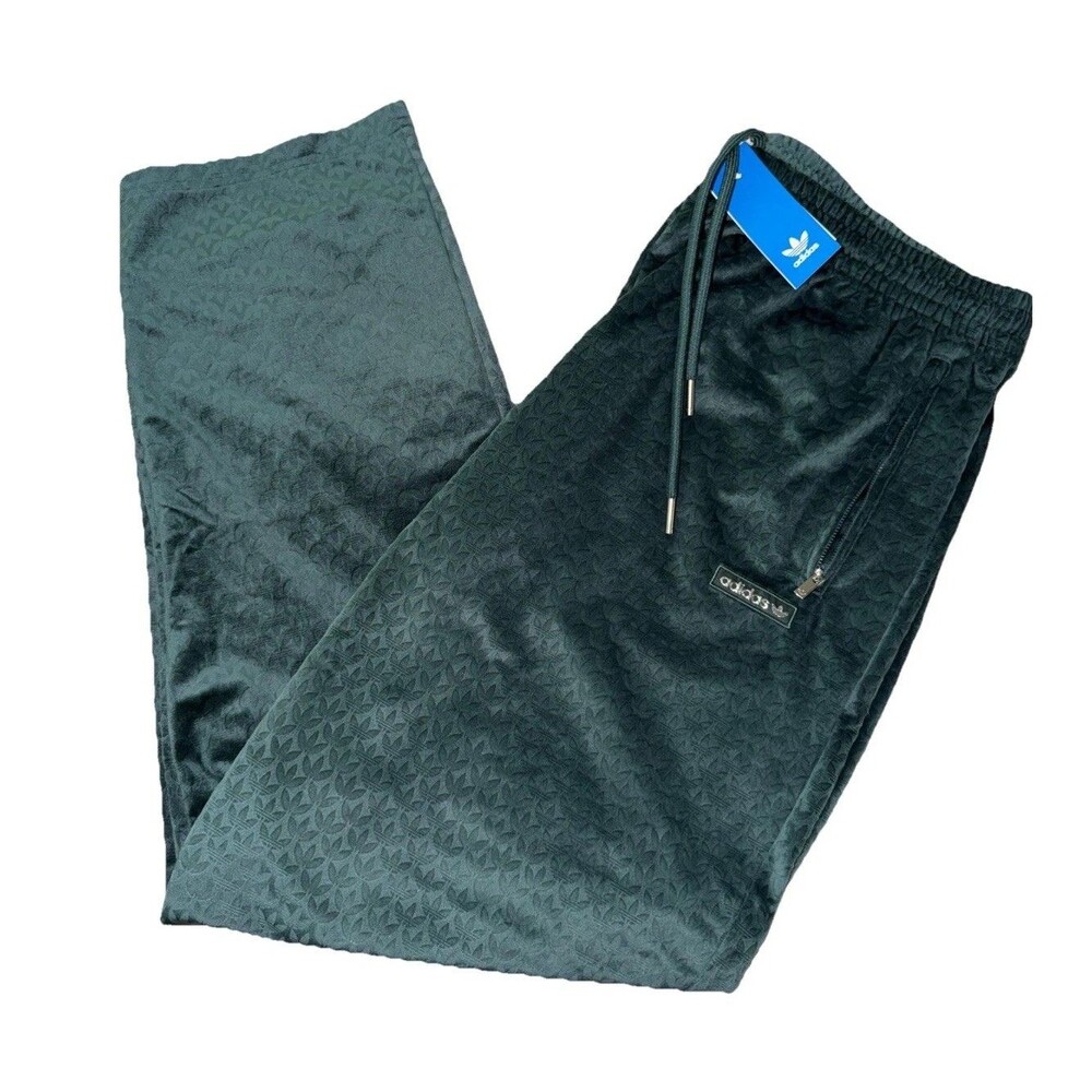 Adidas Originals Monogram Velour Trefoil Track Pants Forest Green Men’s Size 2XL